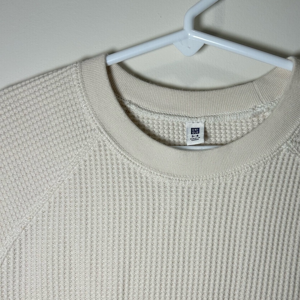UNIQLO Girls Cream Waffle Knit Sweater Dress - Picture 2 of 3